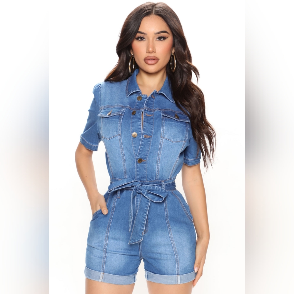 Dainty and Denim Romper - M